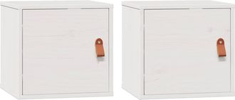 vidaXL Armarios De Pared 2 Uds Madera Maciza Pino Blanco 31,5x30x30 Cm Vidaxl