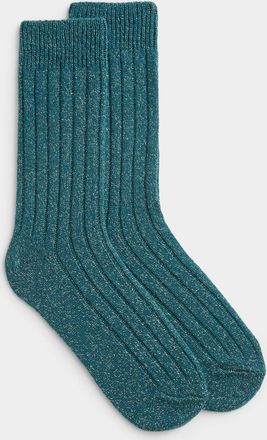Simons Womens Metallic thread ribbed socks Exclusive collection from Italy