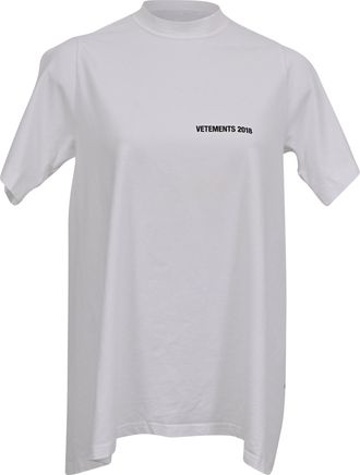 VETEMENTS Open Back Printed T-Shirt in White Cotton
