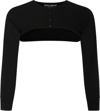 Dolce & Gabbana Zwarte Stretch Cropped Cardigan Trui in Zwart - Dames - Vesten - Zwart - S - Truien & Vesten