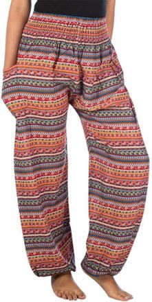 Lofbaz Harem Pants for Women Yoga Boho Hippie Clothing Bohemian Palazzo Beach Maternity Pajama Gypsy Indian Travel Clothes - Waterdrops Red Orange L
