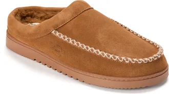 Dearfoams Mens Beckett Genuine Suede Clog Slippers