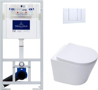 Villeroy & Boch Villeroy&boch - Pack Bastidor + Inodoro Swiss Aqua Technologies Sin Brida Y Fijaciones Invisibles + Placa Cromada
