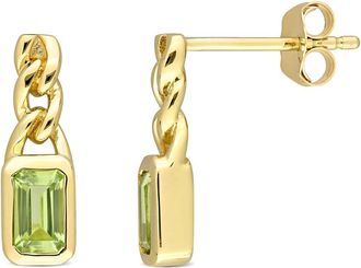 Amour 5/8 CT TGW Octagon Peridot Link Drop Earrings in 10k Yellow Gold