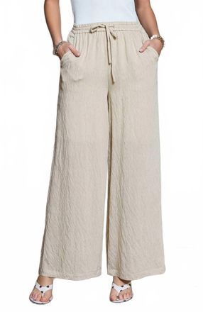 Current Air Wide Leg Textured Pants In Natural