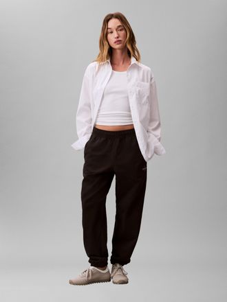 Calvin Klein Jeans Sweathose CALVIN KLEIN JEANS MONOLOGO FRENCH TERRY JOGGER, Damen, Gr. XXL (46), N-Gr, schwarz, Jersey, Obermaterial: 86% Baumwolle, 14% Polyester, uni