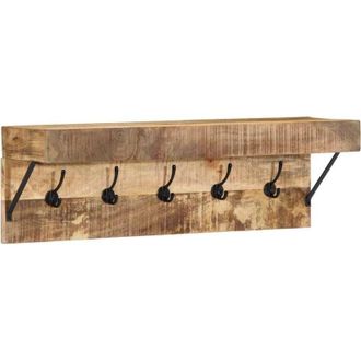 vidaXL Coat Rack with Shelf Brown 73 x 19 x 23 cm Solid Mango wood Vidaxl