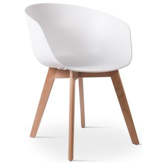 Nordlys Silla de comedor escandinava con patas de madera blanco