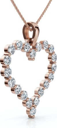 Pompeii3 1Ct Diamond Heart Pendant 10k Gold Lab Grown 18 Womens Necklace Size: 1 Tall