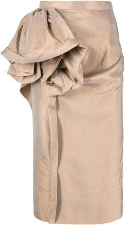 Maison Margiela Gouden Satijnen Bloemen Midi Rok - Dames - Midirokken - Beige - 2XS - Satijn - Rokken