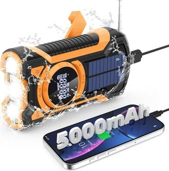 OEM Radio Port&aacute;til Recargable, Radio Con Dinamo Y Linterna Led, Radio Solar Am/fm Con Manivela, Radio A Bater&iacute;a, Alarma De Supervivencia Sos, Linterna Y A