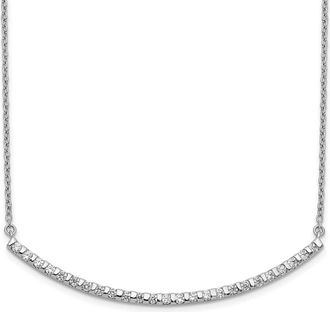 Diamond2Deal 14K Gold 1/2 Ct Lab Grown Diamond Curved Bar Pendant Necklace 18 Clarity VS, Color G-H
