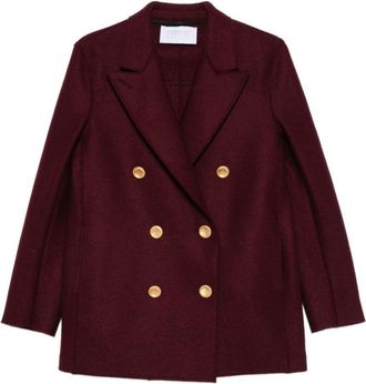Harris Wharf London Burgundy Double-breasted Blazer