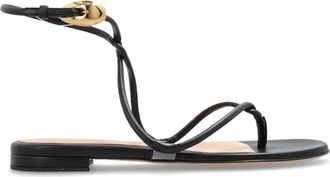 Gianvito Rossi Mamba Flat - Dames - Sandalen - Zwart - 37 1/2 EU - Leer - Schoenen