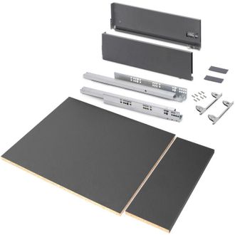 Emuca Kit di cassetti per cucina o bagno Vertex con regolazione 3D, altezza 178 mm, con pannelli inclusi, modulo 900 mm, Verniciato bianco - Emuca