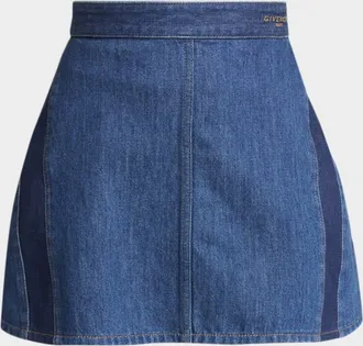 Givenchy Stripe Denim Mini Cocoon Skirt
