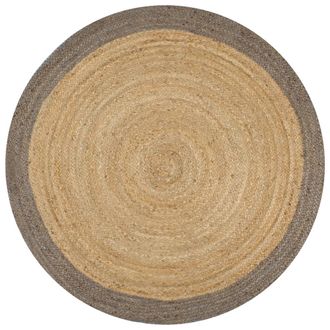 vidaXL Alfombra Hecha A Mano De Yute Con Borde Gris 150 Cm Vidaxl