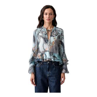 Guess Nicole Blouse - Dames - Blouses & Shirts - Blauw - Maat: M Poliester