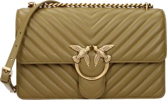 Pinko Pinko Crossbodytassen Love One Dames Leer Groen/Kangaroo