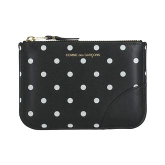 Comme Des Garçons Wallets & Cardholders, unisex, Black, Size: ONE SIZE Black Leather Wallet with Golden Logo