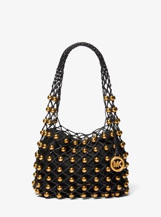 Michael Kors Limited-Edition Gwen Small Studded Hand-Woven Leather Hobo Shoulder Bag
