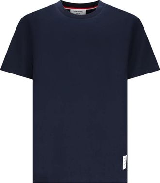 Thom Browne Jersey T-Shirt met Zijsplit - Heren - T-shirts - Blauw - 2XL - Katoen - Tops