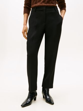 Tommy Hilfiger Anzughose TOMMY HILFIGER PUNTO SLIM STRAIGHT PANT, Damen, Gr. 36, N-Gr, schwarz, Web, Obermaterial: 68% Polyester, 28% Viskose, 4% Elasthan, unifarben