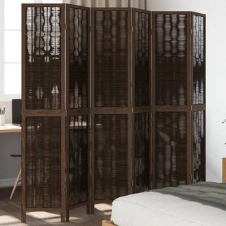 vidaXL Vidaxl - Biombo Separador De 6 Paneles Madera Paulownia Marr&oacute;n Oscuro