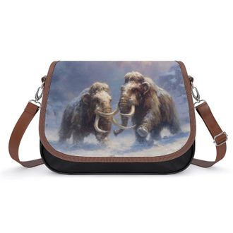 Generic Two Woolly Mammoths Fighting Fashion Womens Crossbody Bags Novelty Handbag Shoulder Bag Purse