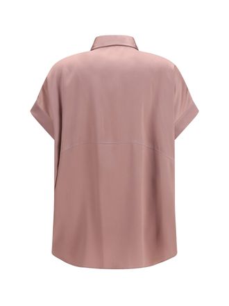 Brunello Cucinelli Womens Silk Shirt Rosa Antico Silk; Elastane