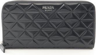 Prada Black Leather Long Wallet (Bi-Fold) (Pre-Owned)