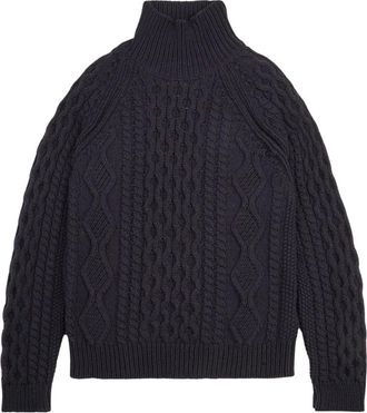 Baracuta Aran Mock Neck - - Knitwear - Uomo - Blu - L