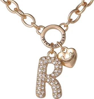 Juicy Couture Bubble Letter Necklace for Women with Clear Stones 18+2, Chunky Initial Necklace Gold-Tone in Letter R at Nordstrom