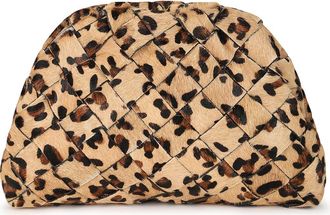 Raf&eacute; New York Aya Woven Leather Frame Clutch in Animal at Nordstrom, Size Small