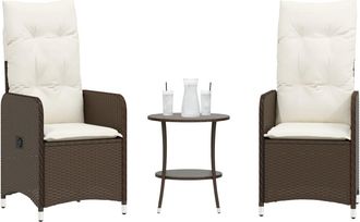 vidaXL Sillas De Jard&iacute;n Reclinables Con Mesa 2 Uds Rat&aacute;n Pe Marr&oacute;n Vidaxl