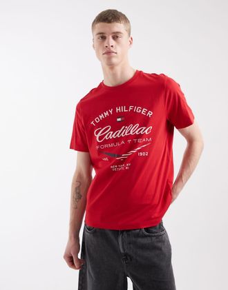 Tommy Hilfiger x Cadillac F1 - T-shirt stile college rossa-Rosso