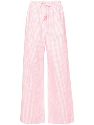 Forte_Forte gingham-check wide-leg trousers - women - Cotton - 00 - White