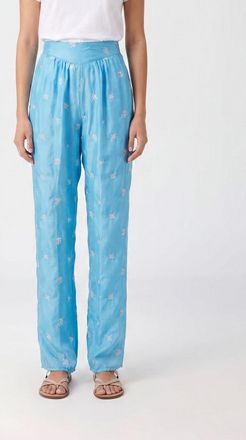 Forte_Forte Pantaloni Petites Fleurs in seta con stampa floreale