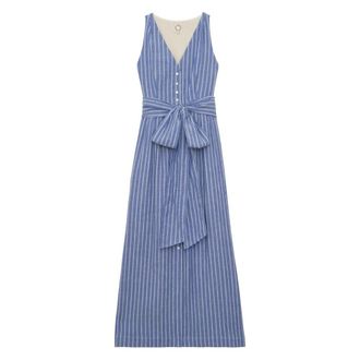 Ines De La Fressange Ambre Tie Dress - Dames - Maxi kleedjes - Blauw - S - Katoen - Kleedjes