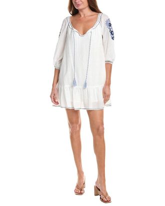 Max Studio Puff Sleeve Embroidered Mini Dress