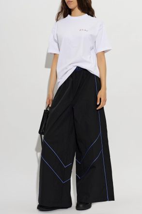 Off-white T-shirt With A Colorful Printed Logo, Womens, White