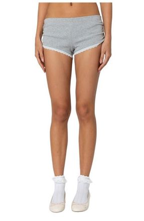 Edikted Kadence Lace Trim Shorts in Gray-Melange at Nordstrom, Size X-Small