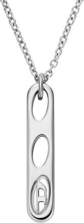 Diesel Oval D Bar Pendant Necklace in Silver at Nordstrom