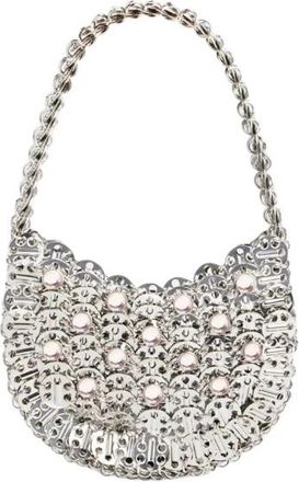 Paco Rabanne Maanvormige Tas Versierd met Strass-steentjes - Dames - Handtassen - Grijs - ONE Size - Tassen