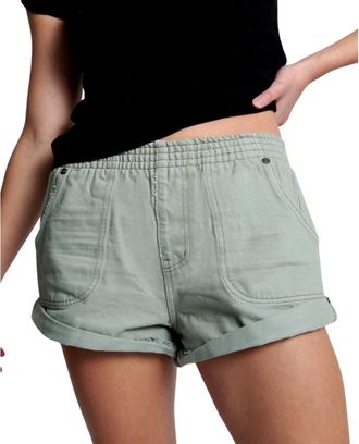 One Teaspoon Khaki Boyfriend Shorts Vintage Stijl - Dames - Bermuda - Groen - 2XS - Katoen - Korte Broeken