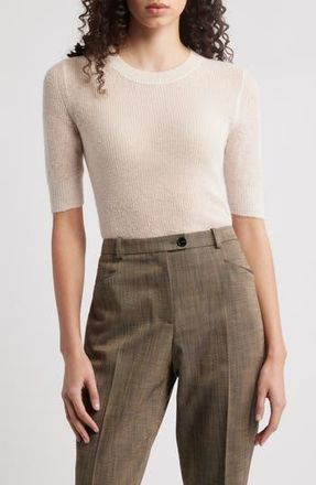 BOSS Fusionana Short Sleeve Sweater in Open Wht at Nordstrom Rack, Size X-Small