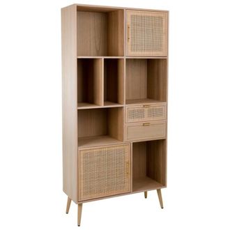 Wanderlust Deco Estanter&iacute;a de madera y rejilla marr&oacute;n 90x37x189