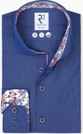 R2 Mens R2 CUT AWAY COLLAR LONG SLEEVED SHIRT BLUE - Size: 48/50