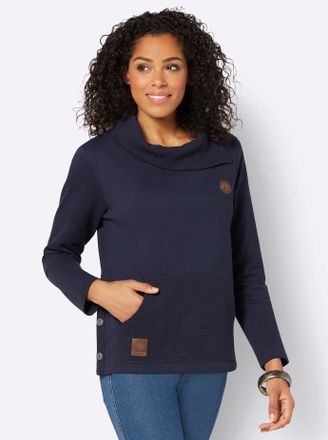 Casual Looks Sweatshirt CASUAL LOOKS, Damen, Gr. 40, blau (marine), 50% Baumwolle, 50% Polyester, unifarben, Sweatshirts Sweatshirt