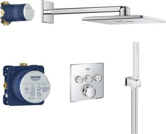 GROHE Grohterm SmartControl Regendoucheset Inbouw - inbouwboxen - hoofddouche vierkant - staafhanddouche - chroom